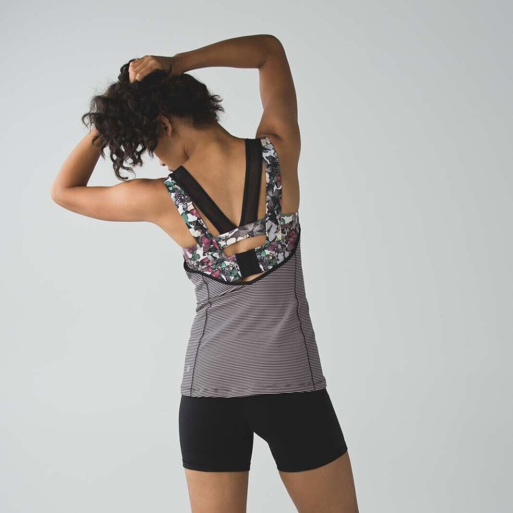 Lululemon Super Sport Tank Mini Pop Stripe Black Mink Berry size 6